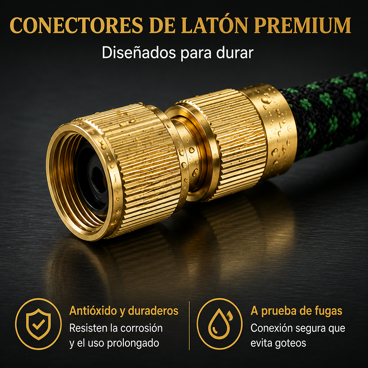 Tubo estensibile da giardino 15 m con pistola multifunzione e raccordi in ottone resistenti