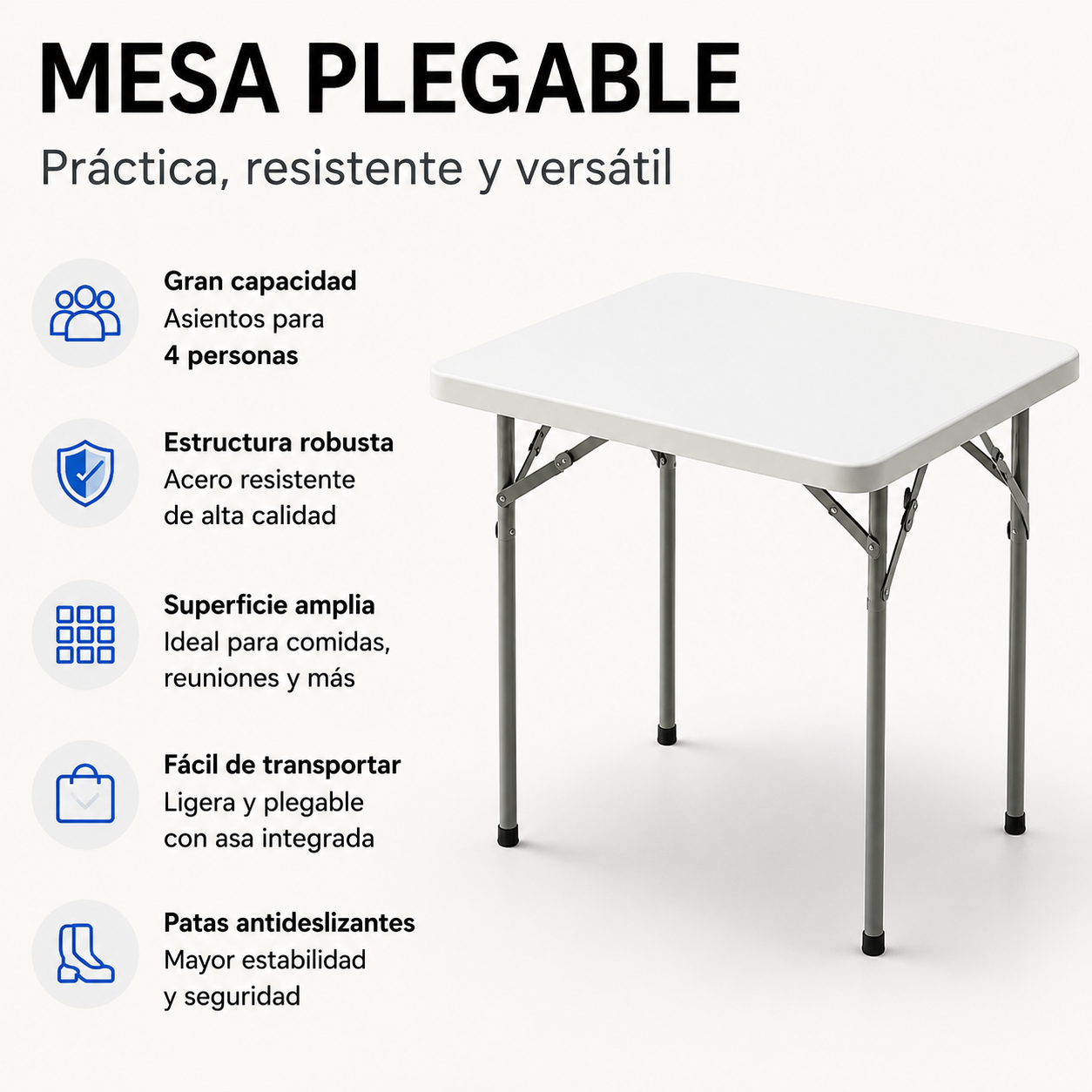 Tavolo pieghevole da giardino 84x84x74 cm portatile multifunzionale
