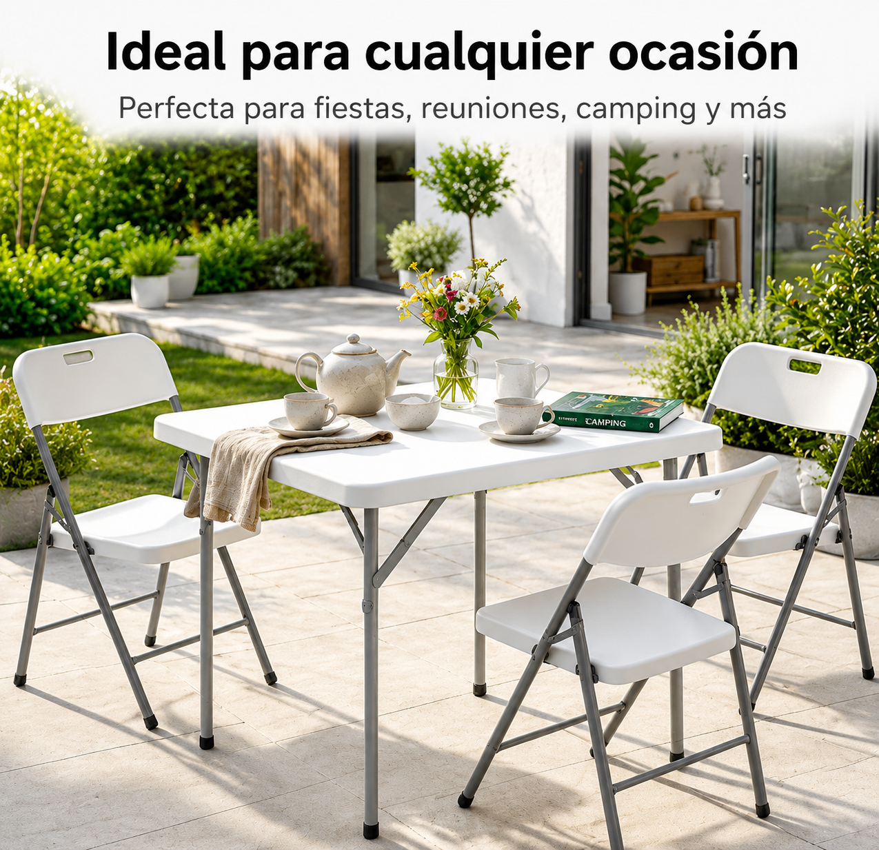 Tavolo pieghevole da giardino 84x84x74 cm portatile multifunzionale