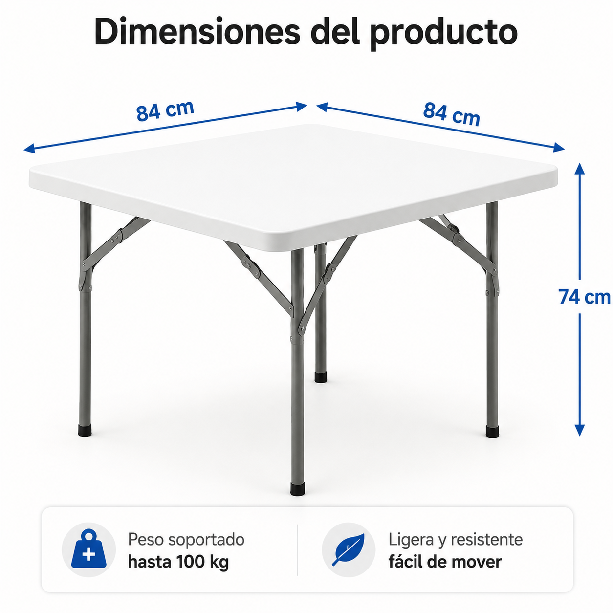 Tavolo pieghevole da giardino 84x84x74 cm portatile multifunzionale