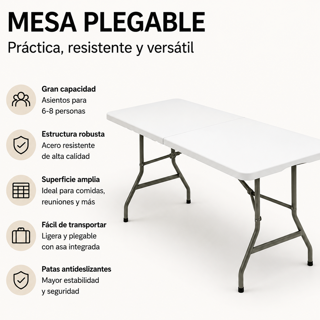 Tavolo pieghevole da giardino 180x74x74 cm portatile multifunzionale