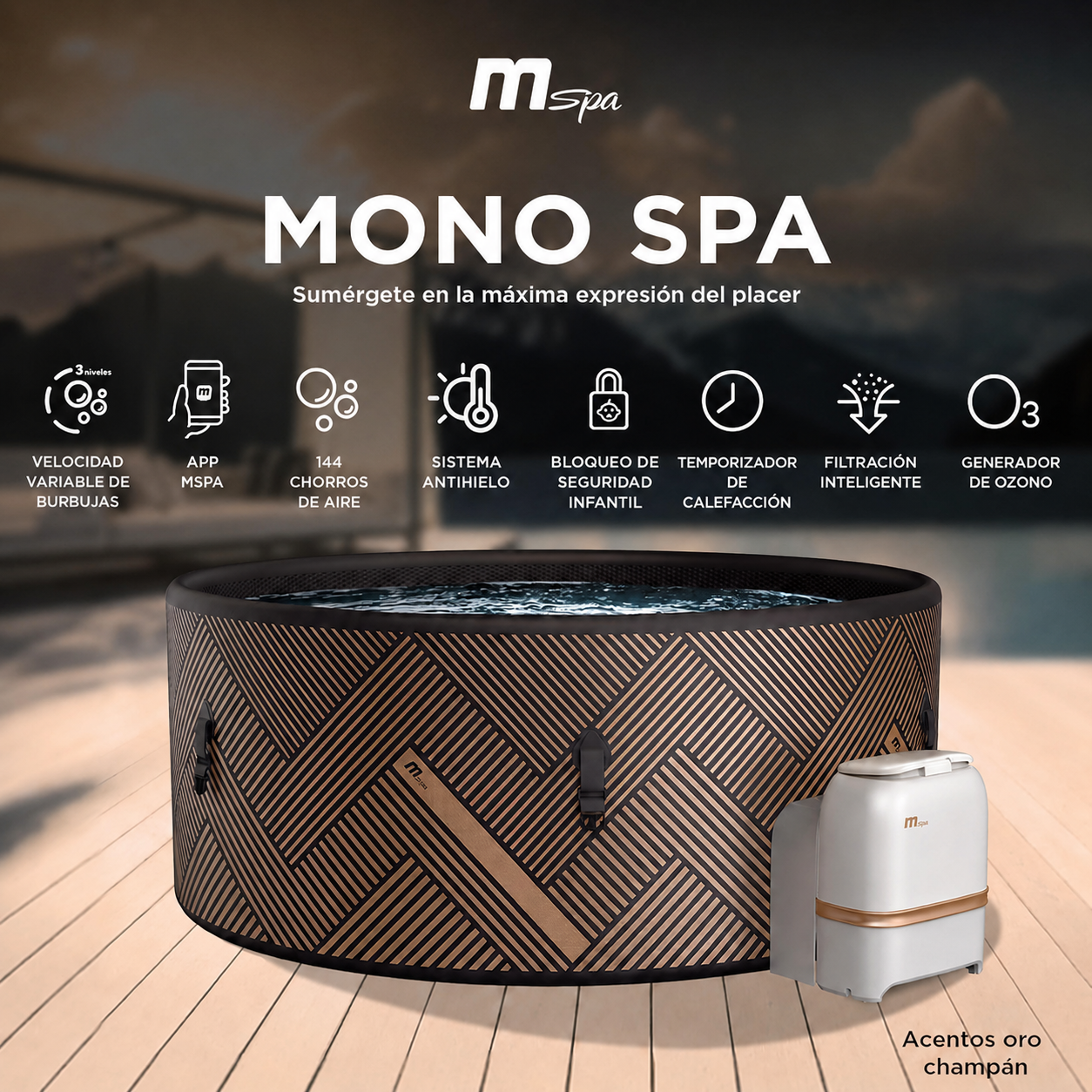 MSpa - Spa gonflable semi-rigide rond Mono-Eco 6-8 personnes