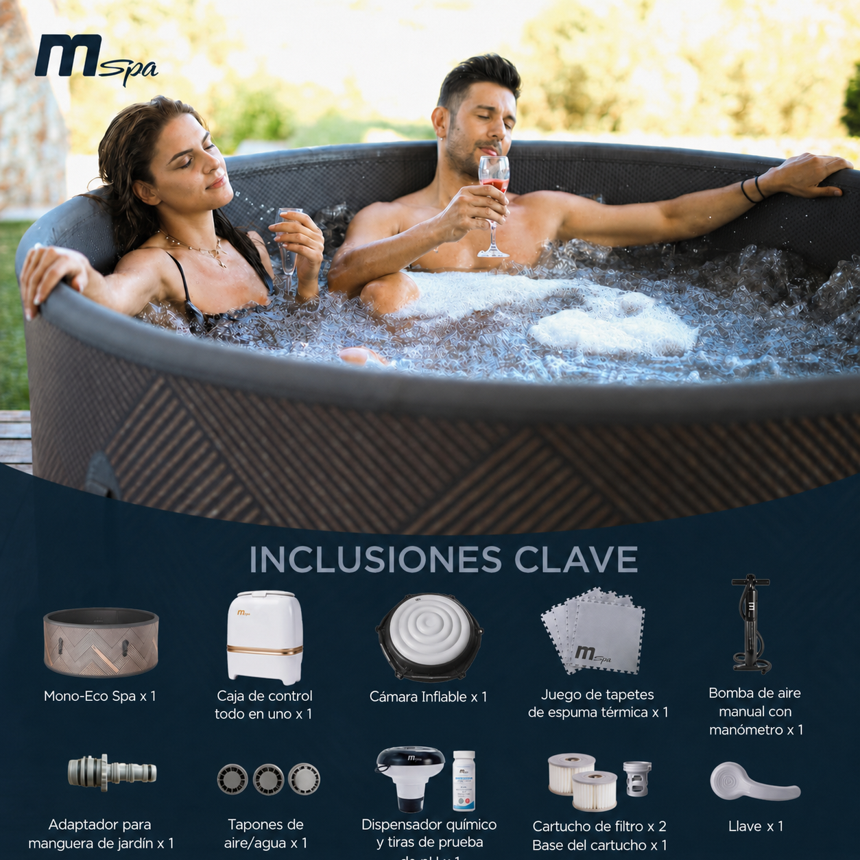 MSpa - Spa gonflable semi-rigide rond Mono-Eco 6-8 personnes