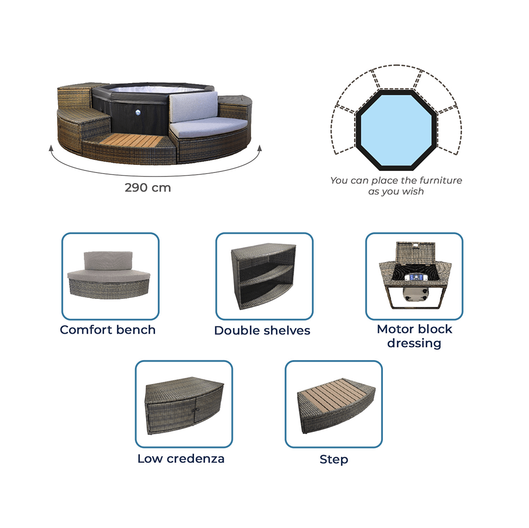 NetSpa - Spa hinchable Octopus + Mobiliario - BricoandPool