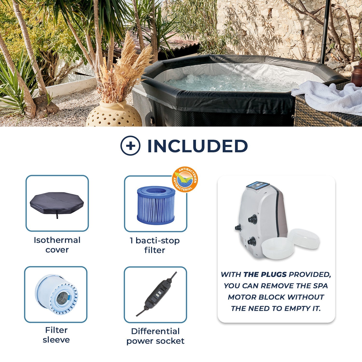 NetSpa - Spa hinchable Octopus + Mobiliario - BricoandPool