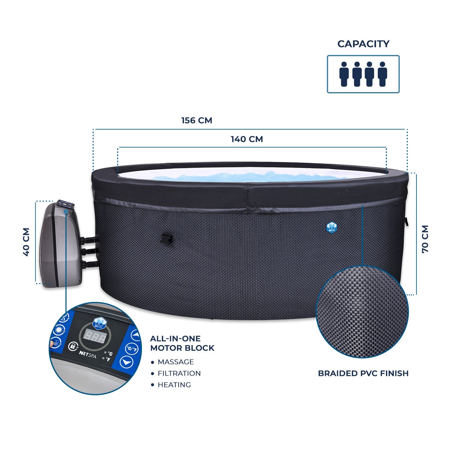 NetSpa - Spa hinchable Vita 4 personas - BricoandPool