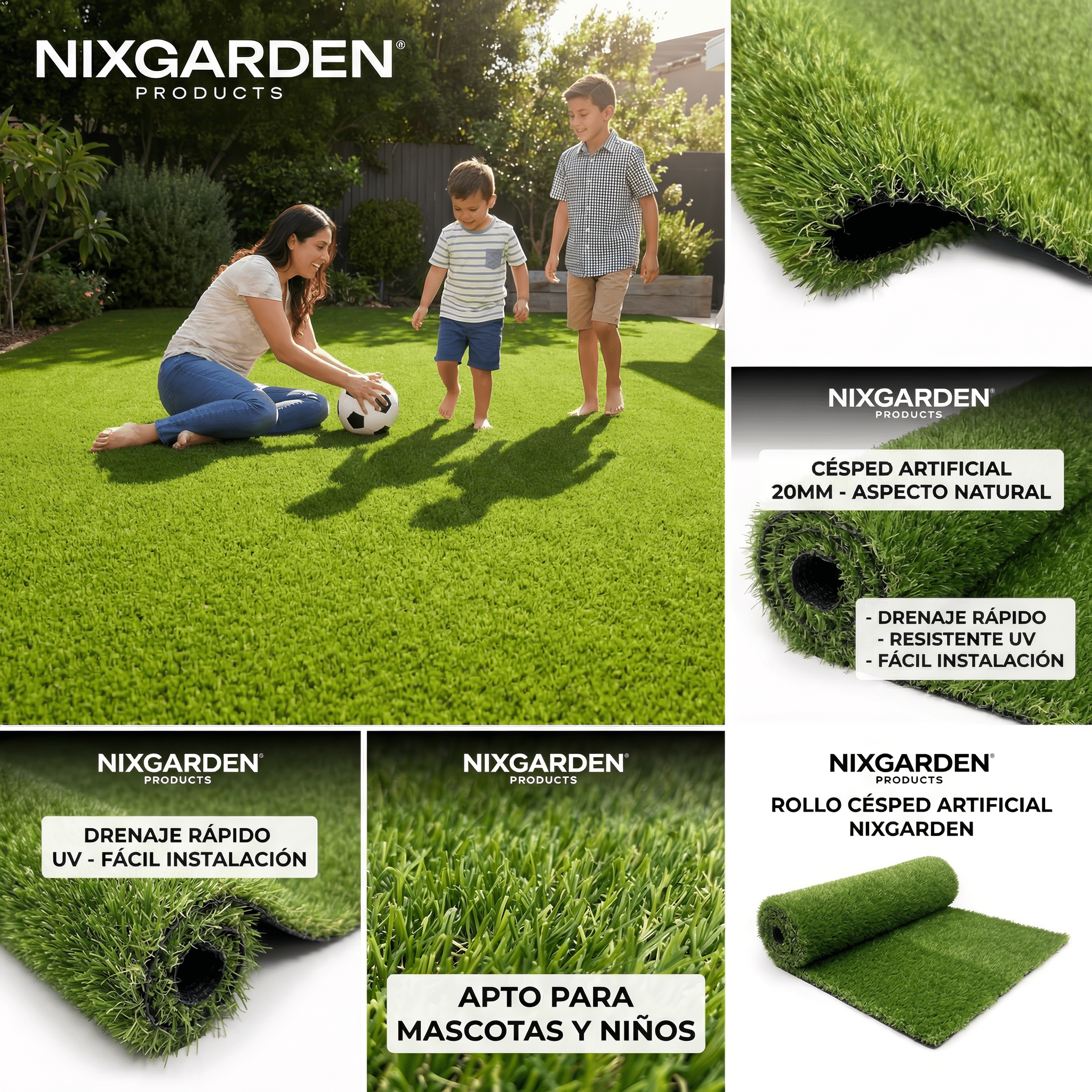 Nix Garden - Rollo Césped Artificial 20 mm tamaño 1x5 m - BricoandPool