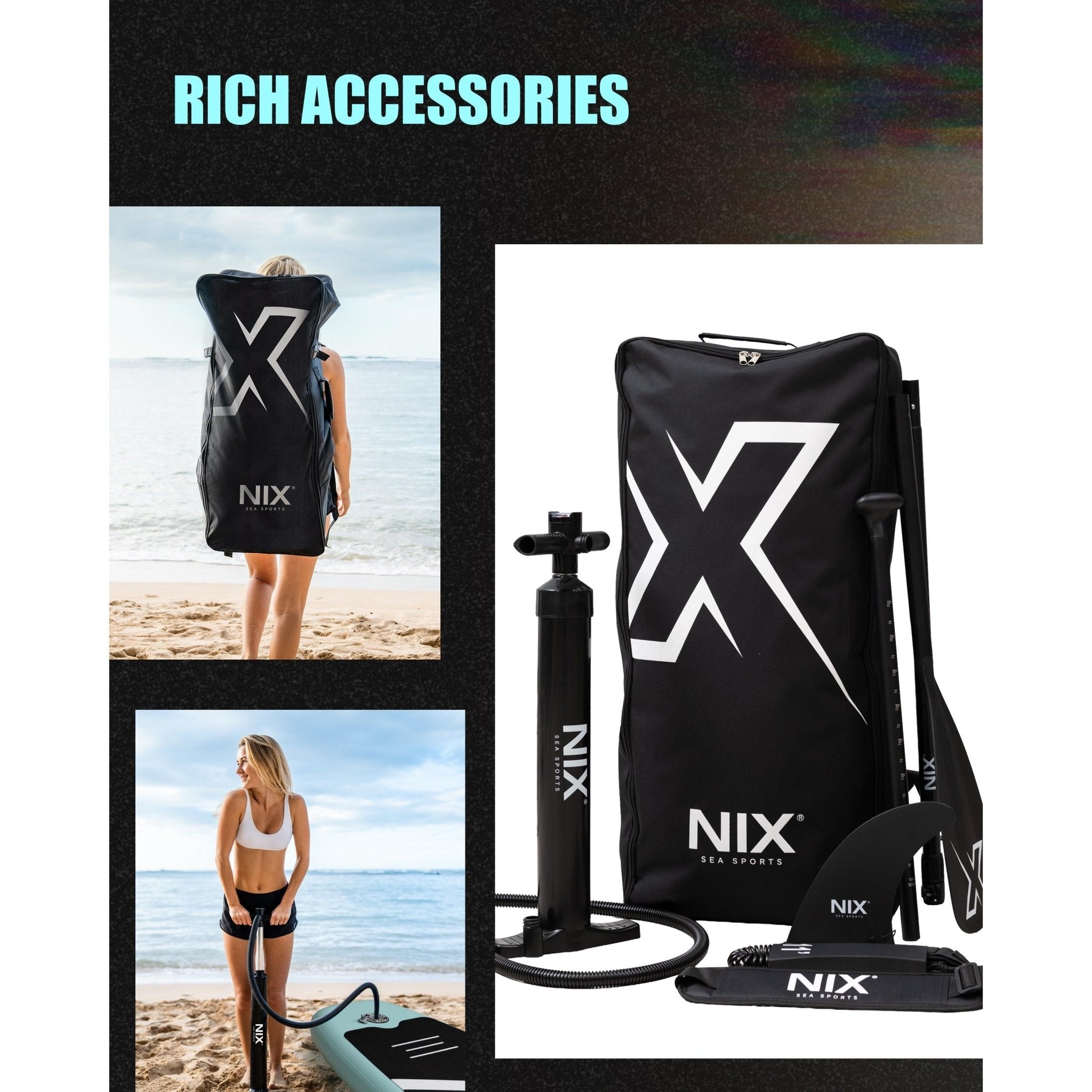 Nix Sports – Tabla de paddle surf hinchable 11" turquesa - BricoandPool