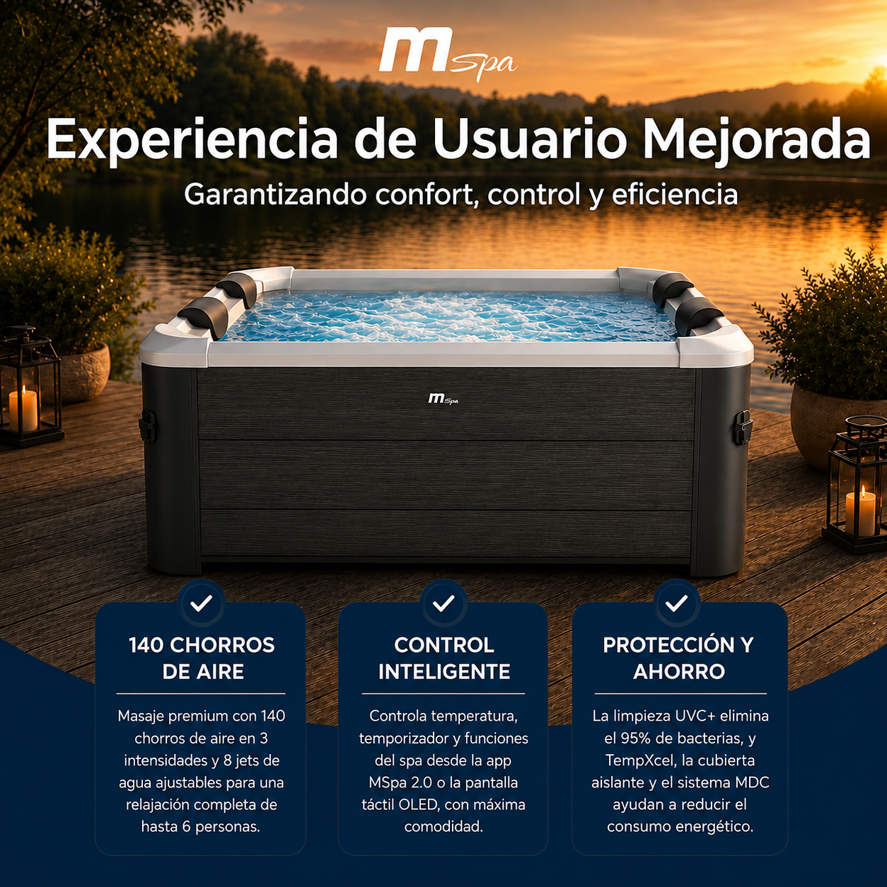Mspa - Spa rígido quadrado Oslo Plus 4-6 pessoas