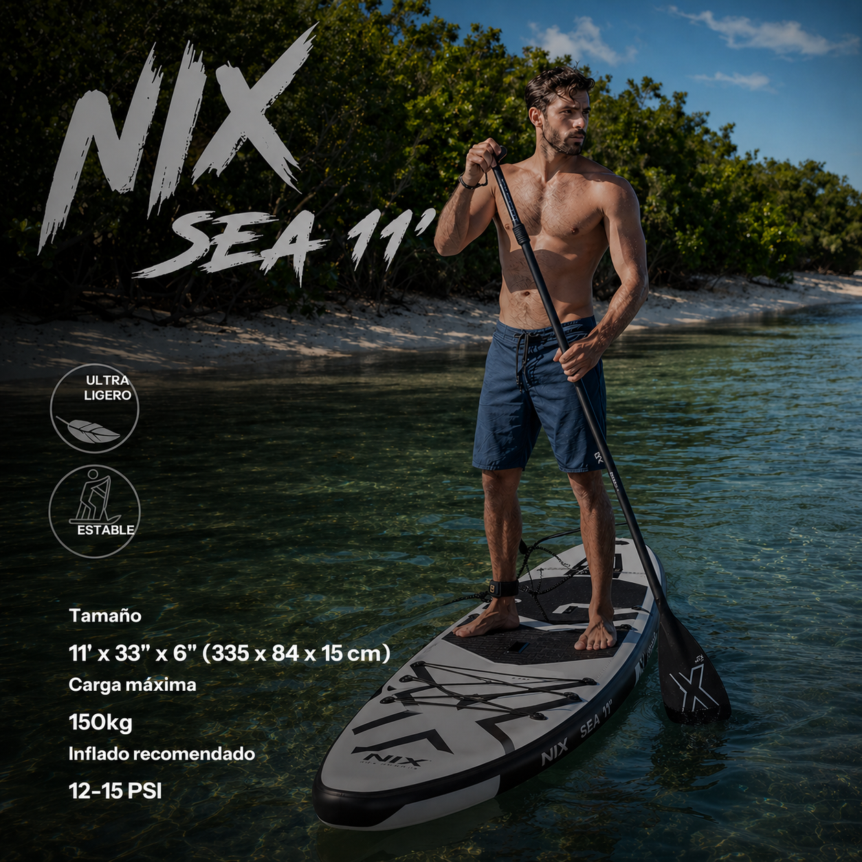 Tabla de paddle surf hinchable 11" 335 cm blanca