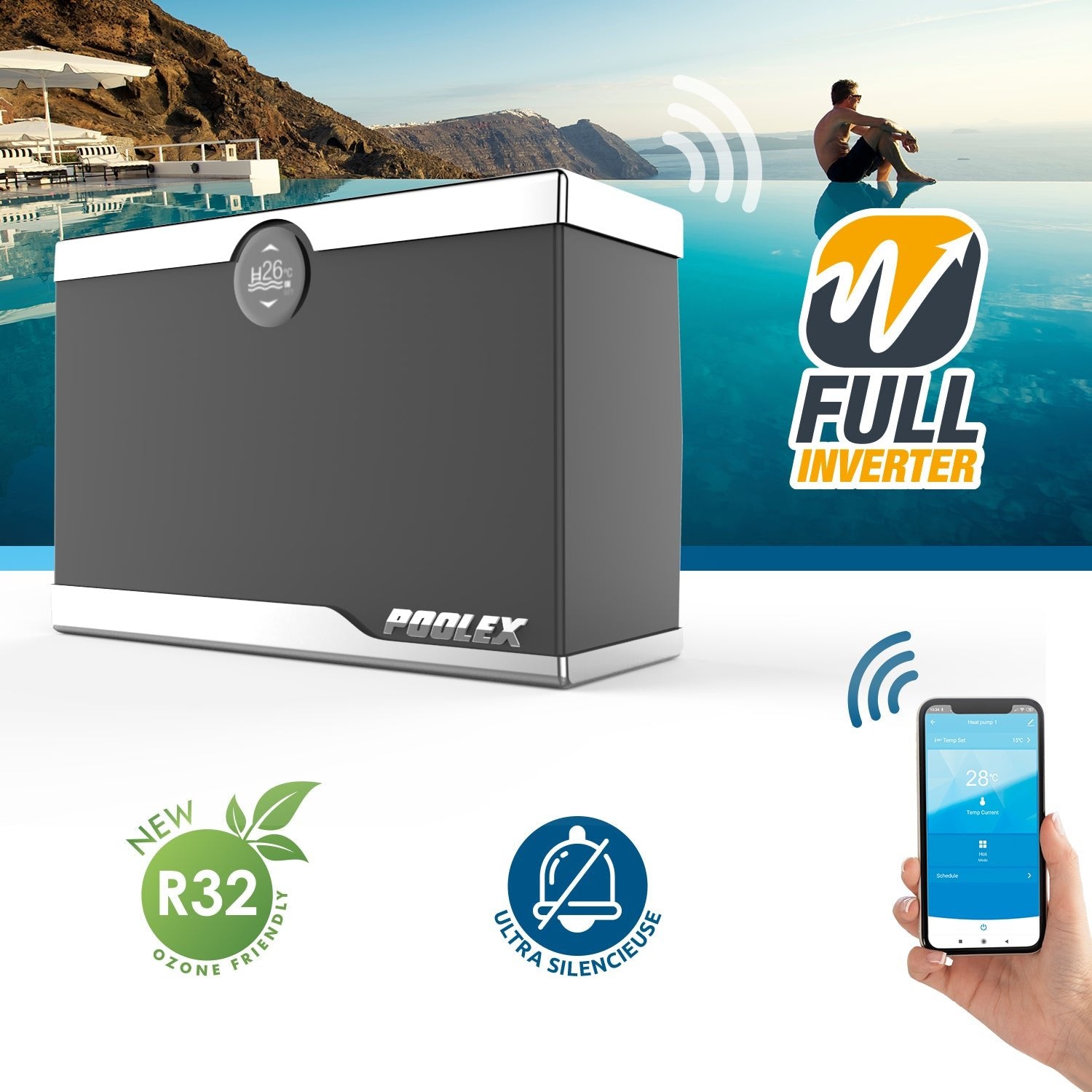 Poolex - Silent Max bomba de calor Full Inverter para piscina - BricoandPool