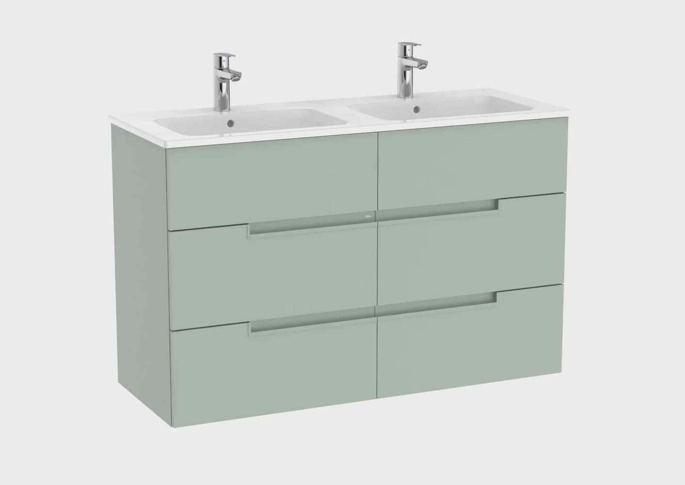 Carica video: Roca - Victoria-N Mueble base Unik de seis cajones y lavabo doble