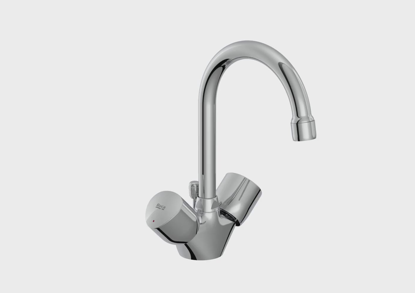 Load video: Roca - Mixer Bimando For sink with Brava A5A368ec00 rotating pipe