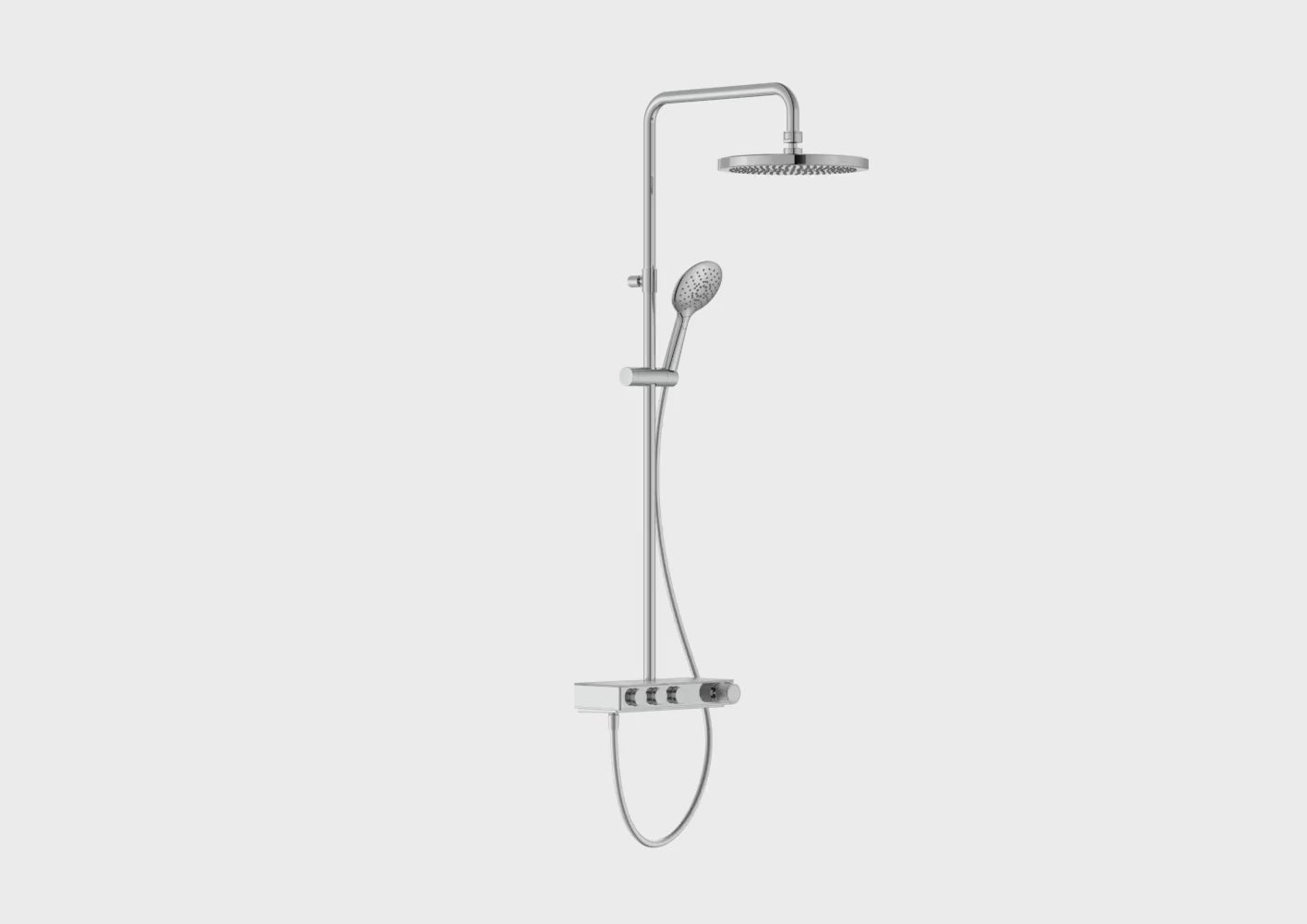 Cargar vídeo: Roca - Columna de ducha termostática con repisa Index-T Switch cromada