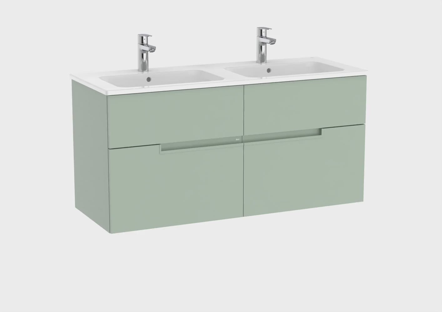 Carica video: Roca - Victoria-N Mueble base Unik  de cuatro cajones y lavabo doble