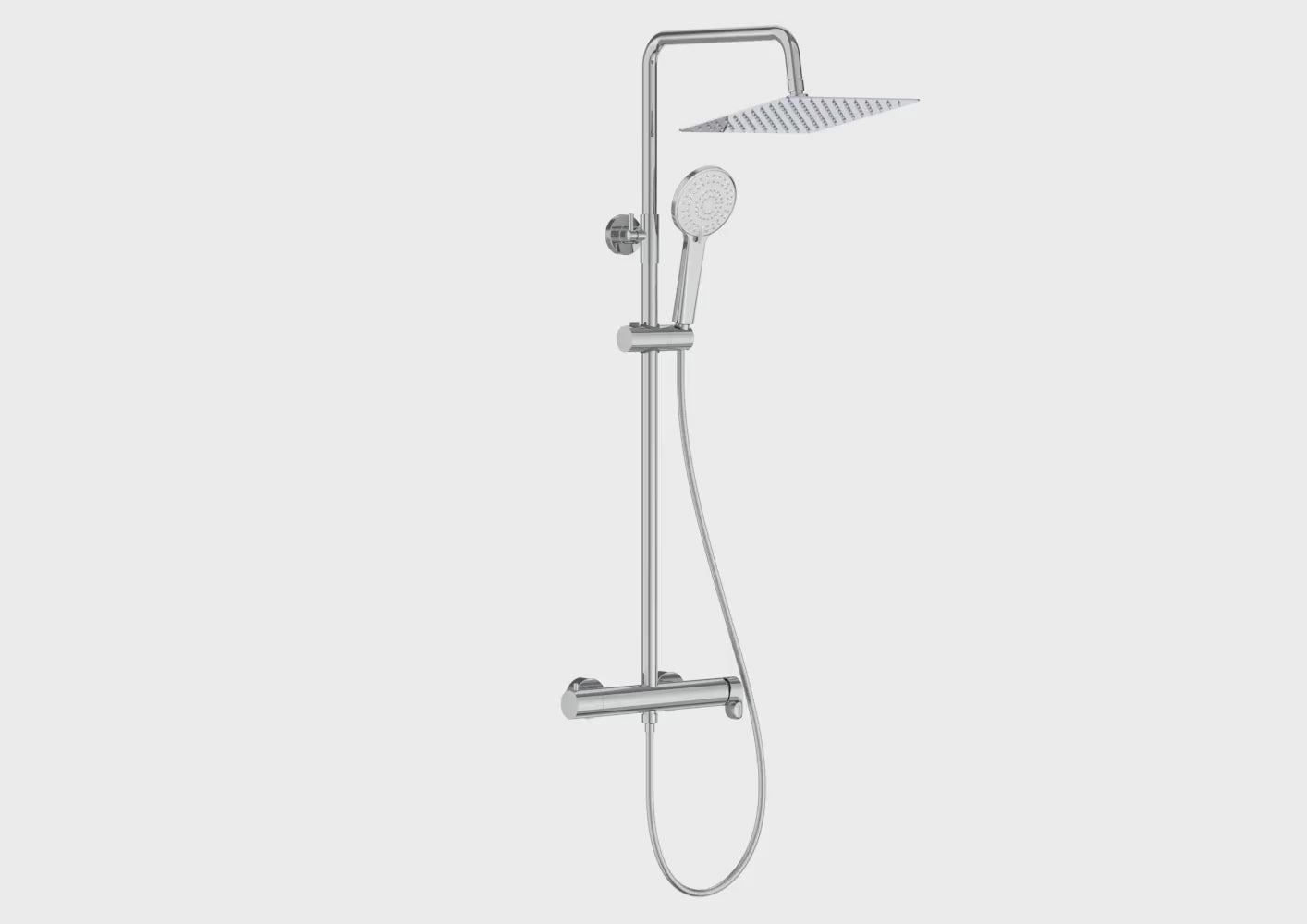 Cargar vídeo: Roca - Plus Square - Columna de ducha monomando con altura regulable Vega plus cromada