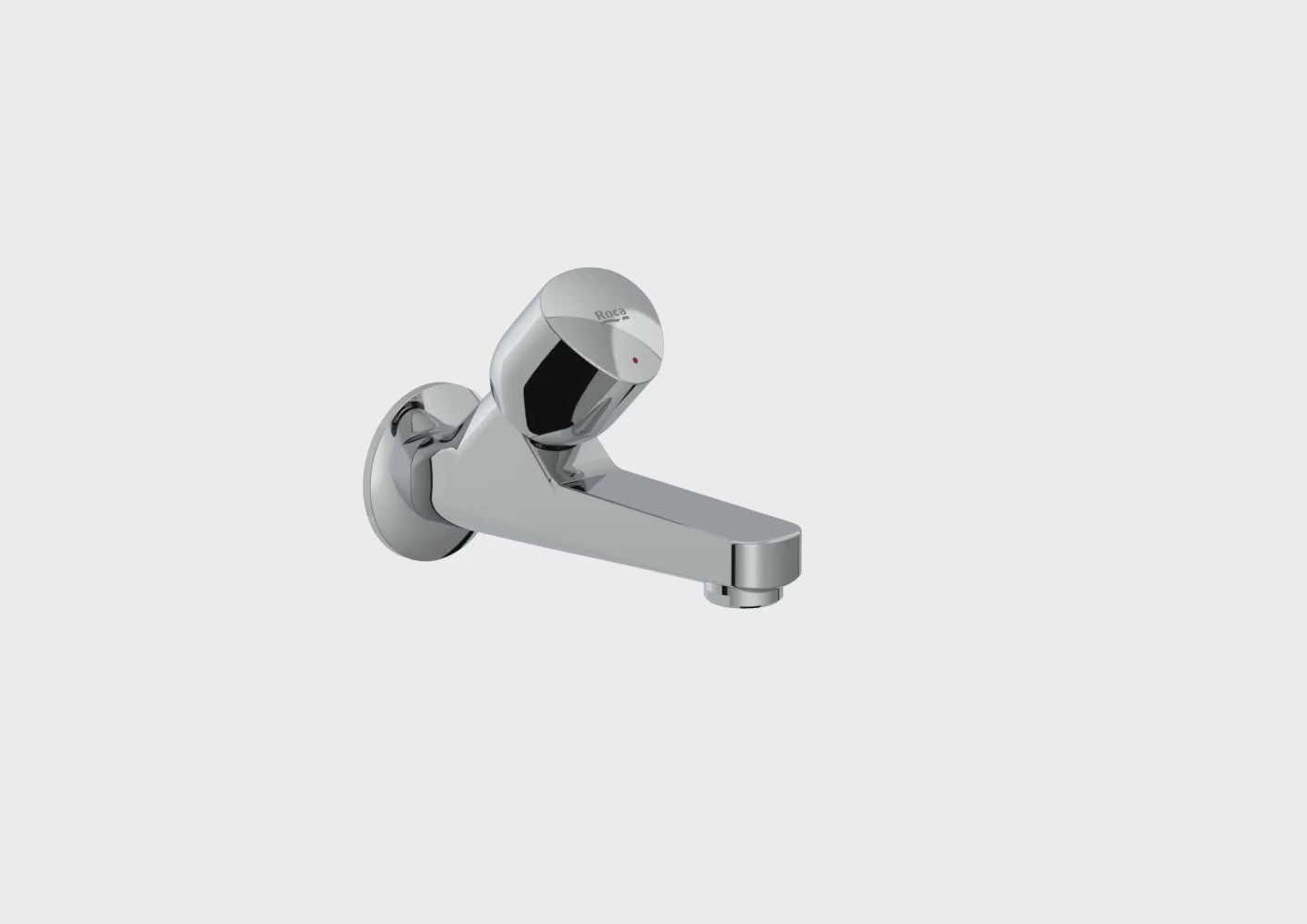 Load video: Roca-Wall tap for cold water sink (red index) Brava A5A798ec00