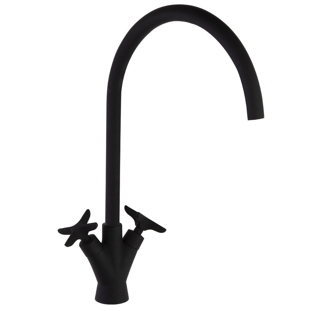 Ramon Soler - Adagio, bimando de cocina con caño giratorio 220mm, negro mate - BricoandPool