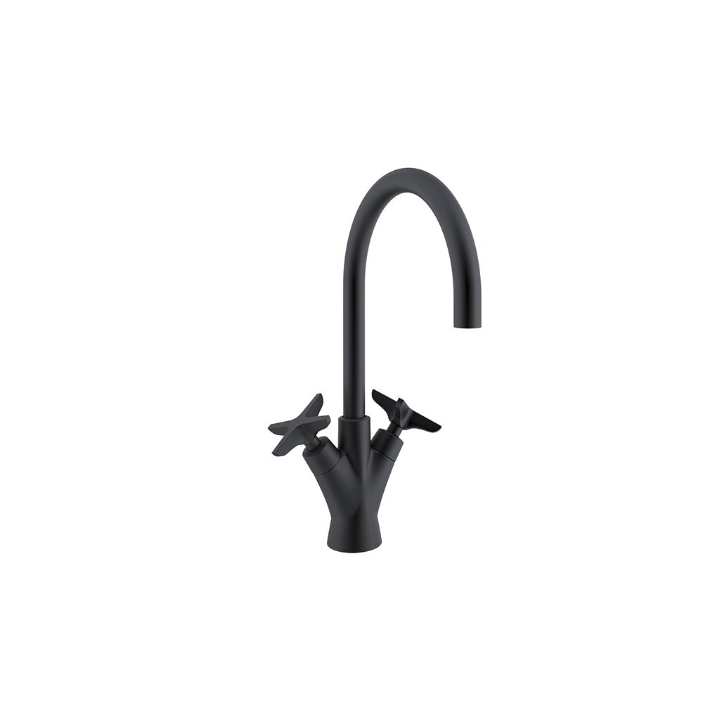 Ramon Soler - Adagio, bimando de lavabo con caño giratorio 170mm, negro mate - BricoandPool