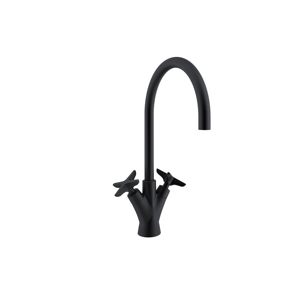 Ramon Soler - Adagio, bimando de lavabo con caño giratorio 190mm, negro mate - BricoandPool