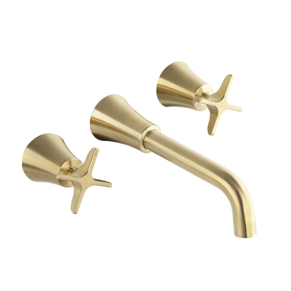 Ramon Soler - Adagio, bimando de lavabo empotrado mural, oro cepillado - BricoandPool