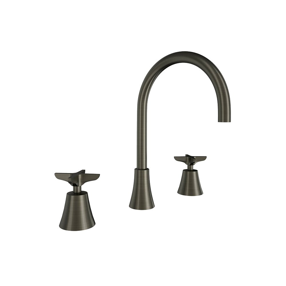 Ramon Soler - Adagio, bimando de lavabo para repisa con caño giratorio de 170mm, grafito - BricoandPool