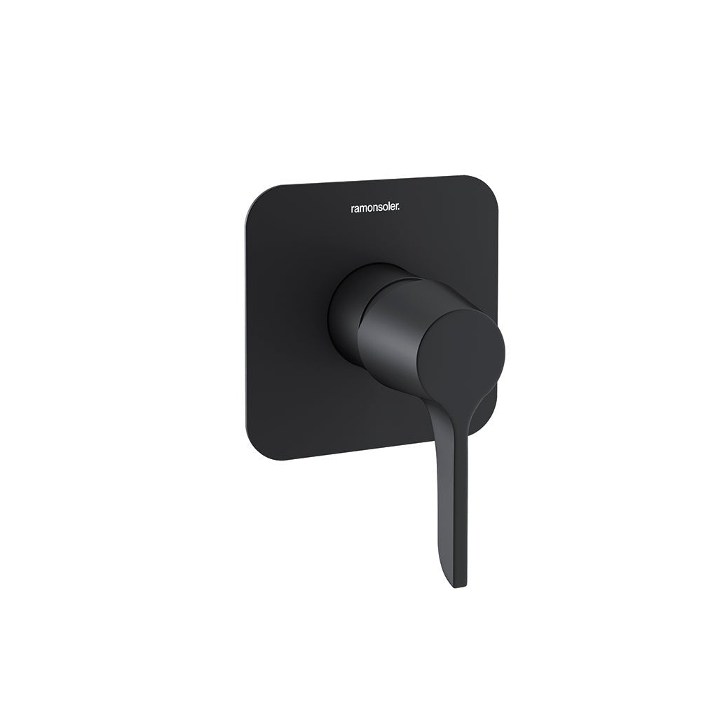Ramon Soler - Adagio, monomando de ducha empotrado 1 vía con placa metálica, negro mate - BricoandPool