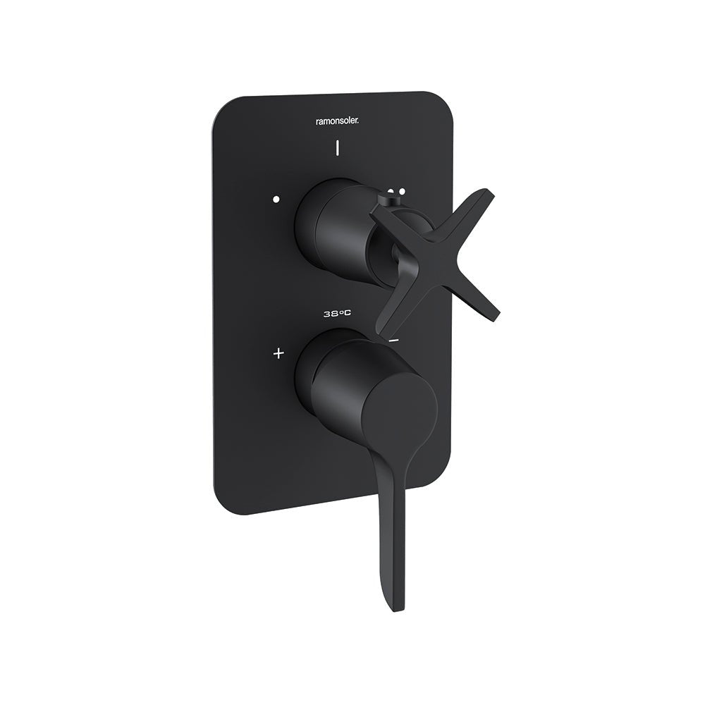 Ramon Soler - Adagio, monomando empotrado de pared 3 vias, negro mate - BricoandPool