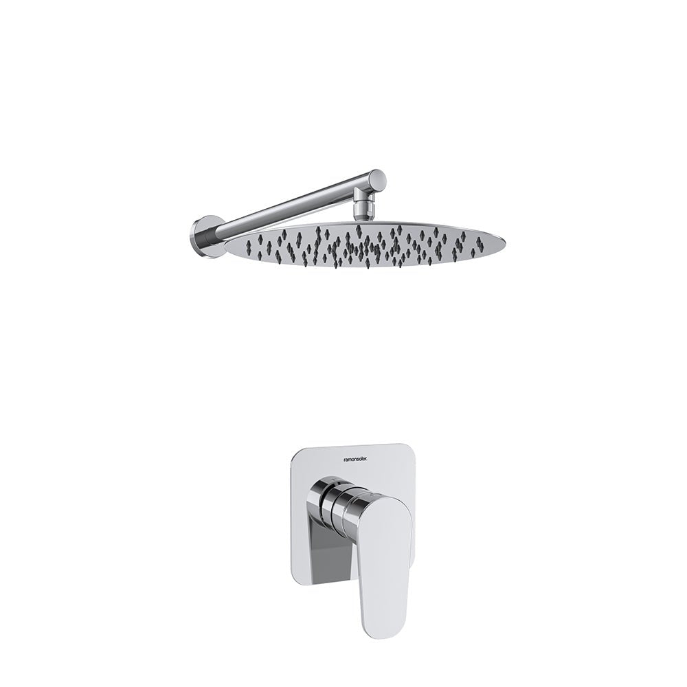 Ramon Soler - Alexia, conjunto monomando empotrado 1 vía con rociador metálico Ø300mm, cromo - BricoandPool