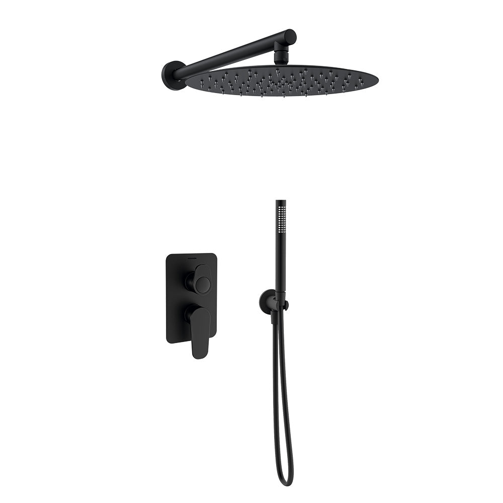 Ramon Soler - Alexia, conjunto monomando empotrado 2 vía con rociador metálico Ø300mm, negro mate - BricoandPool