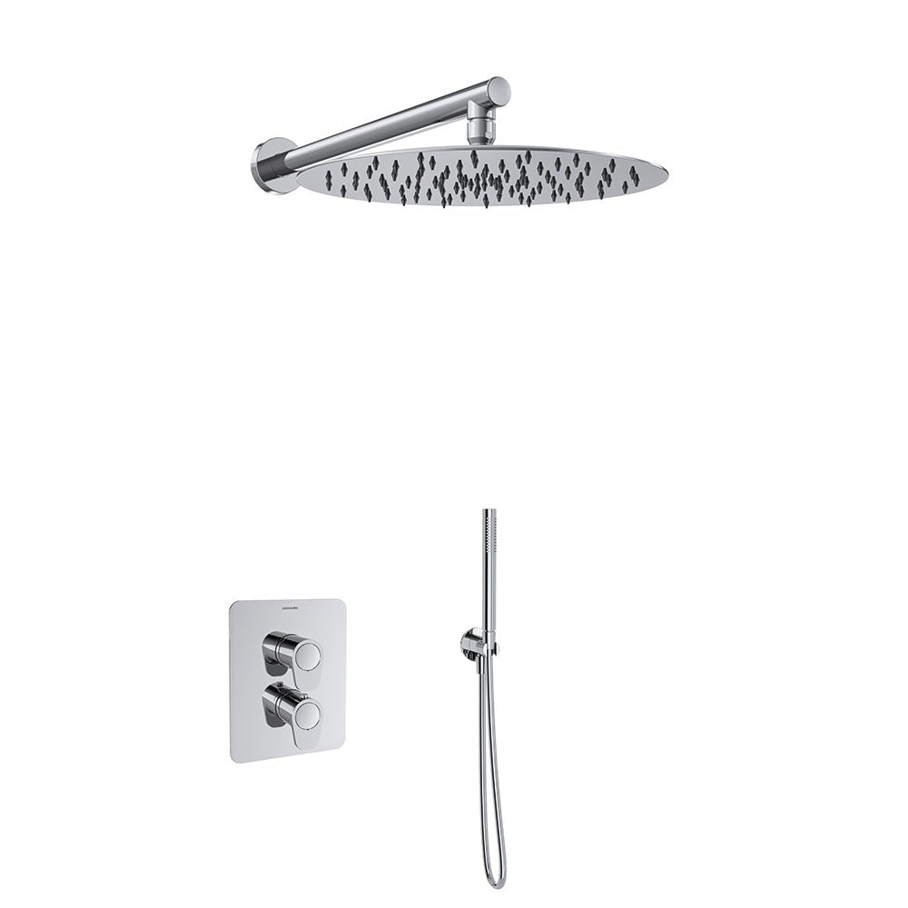 Ramon Soler - Alexia, conjunto termostático empotrado 2 vía con rociador metálico Ø300 mm, cromo - BricoandPool