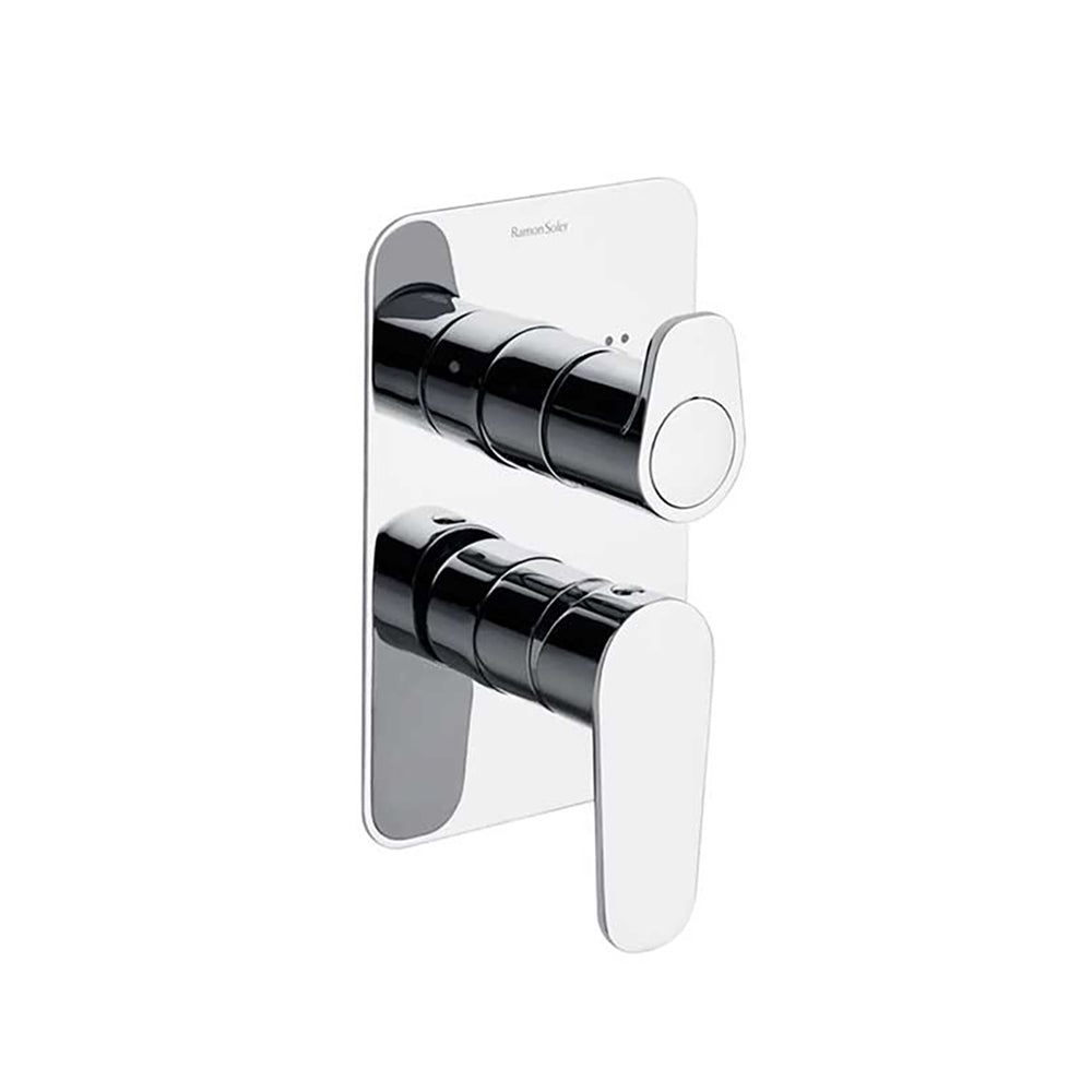 Ramon Soler - Alexia, monomando de baño - ducha empotrado 2 vías con placa metálica, cromo - BricoandPool