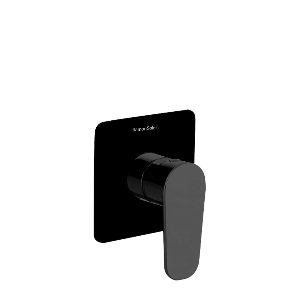 Ramon Soler - Alexia, monomando de ducha empotrado 1 vía con placa metálica, negro mate - BricoandPool