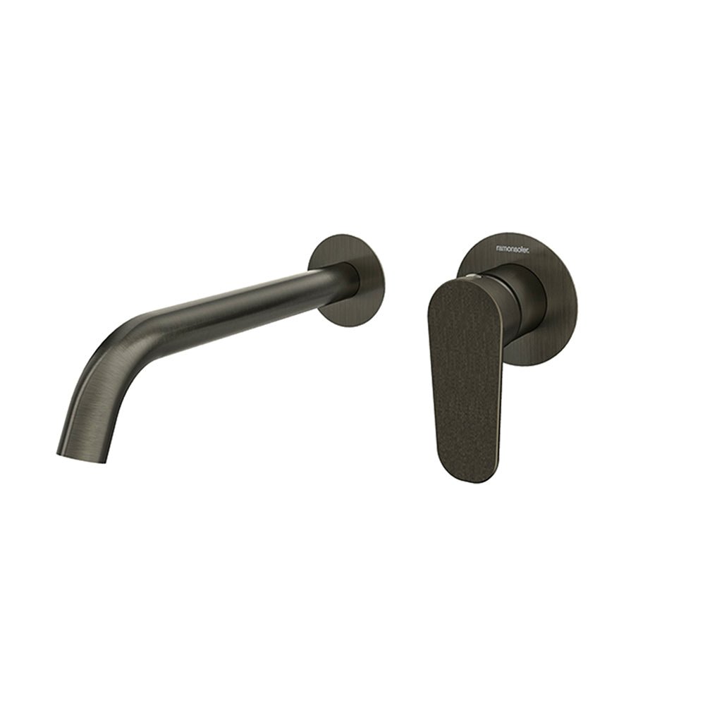 Ramon Soler - Alexia, monomando de lavabo empotrado con caño de 24cm, grafito - BricoandPool