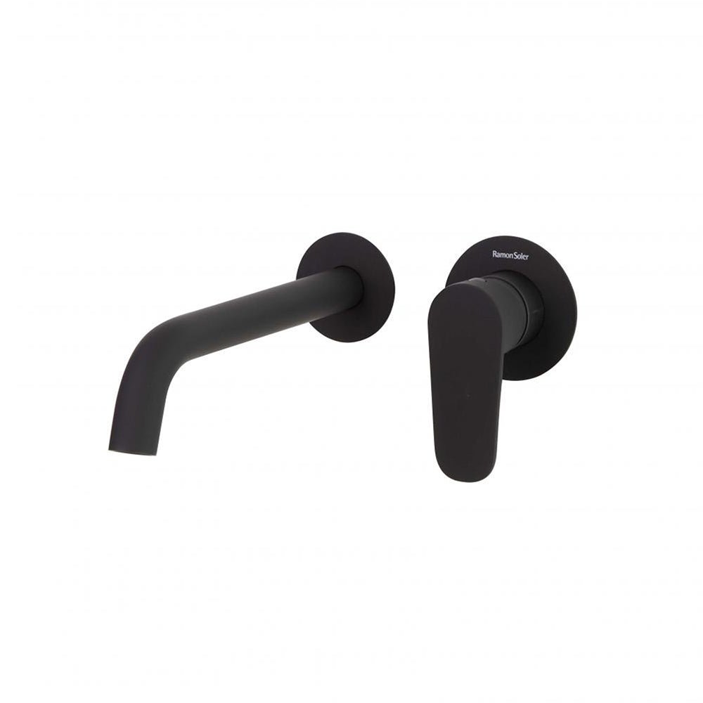 Ramon Soler - Alexia, monomando de lavabo empotrado mural 24 cm, negro mate - BricoandPool