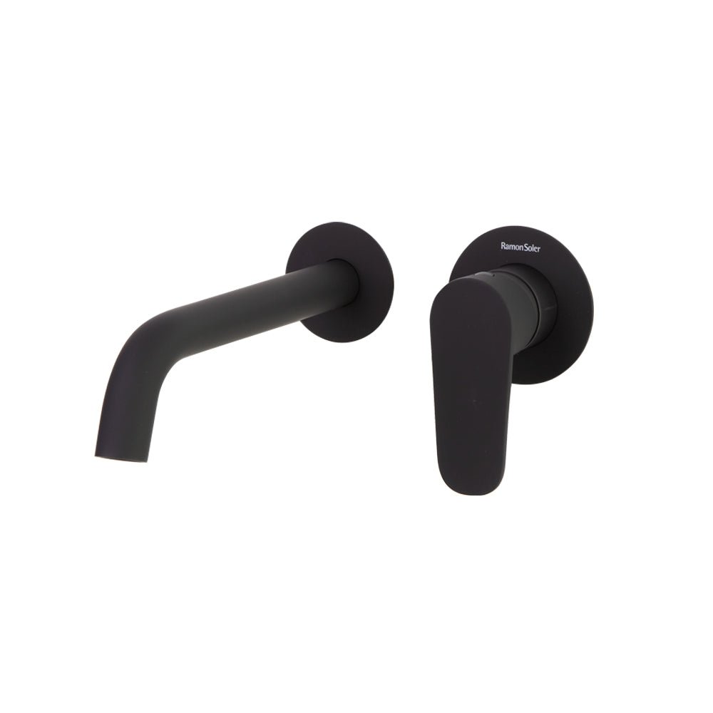 Ramon Soler - Alexia, monomando de lavabo empotrado mural con caño de 19 cm y sistema S2, negro mate - BricoandPool