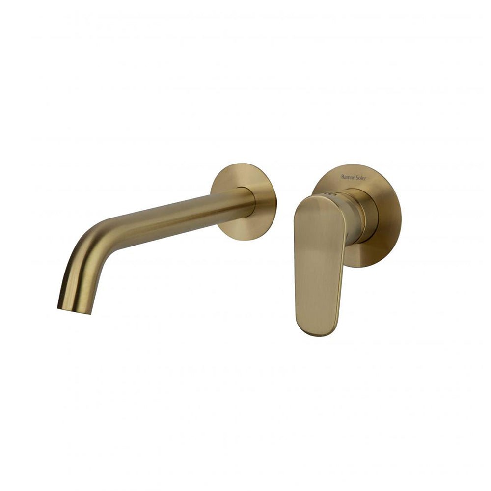 Ramon Soler - Alexia, monomando de lavabo empotrado mural, oro cepillado - BricoandPool