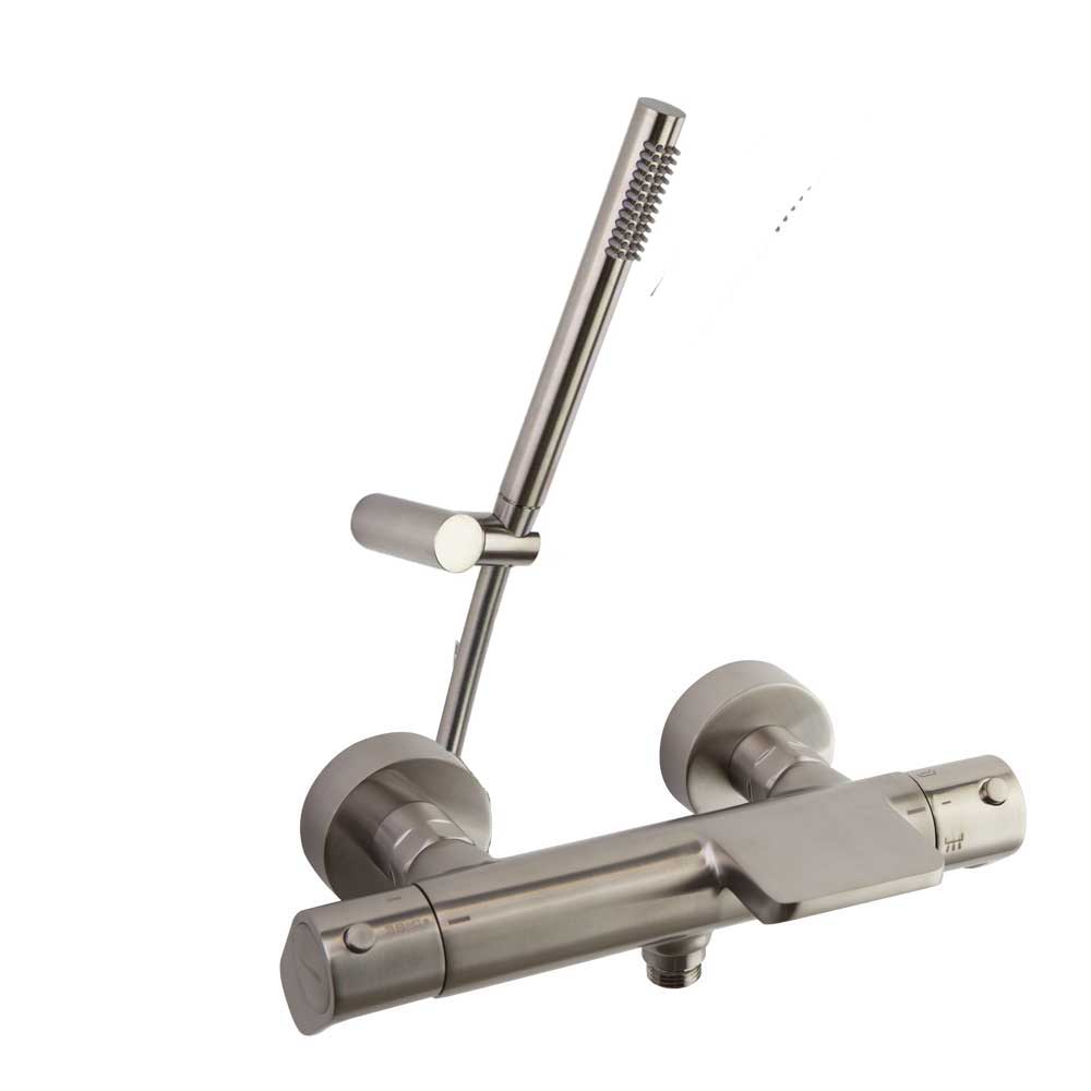 Ramon Soler - Alexia, termostático de baño - ducha salida cascada con equipo de ducha, níquel cepillado - BricoandPool