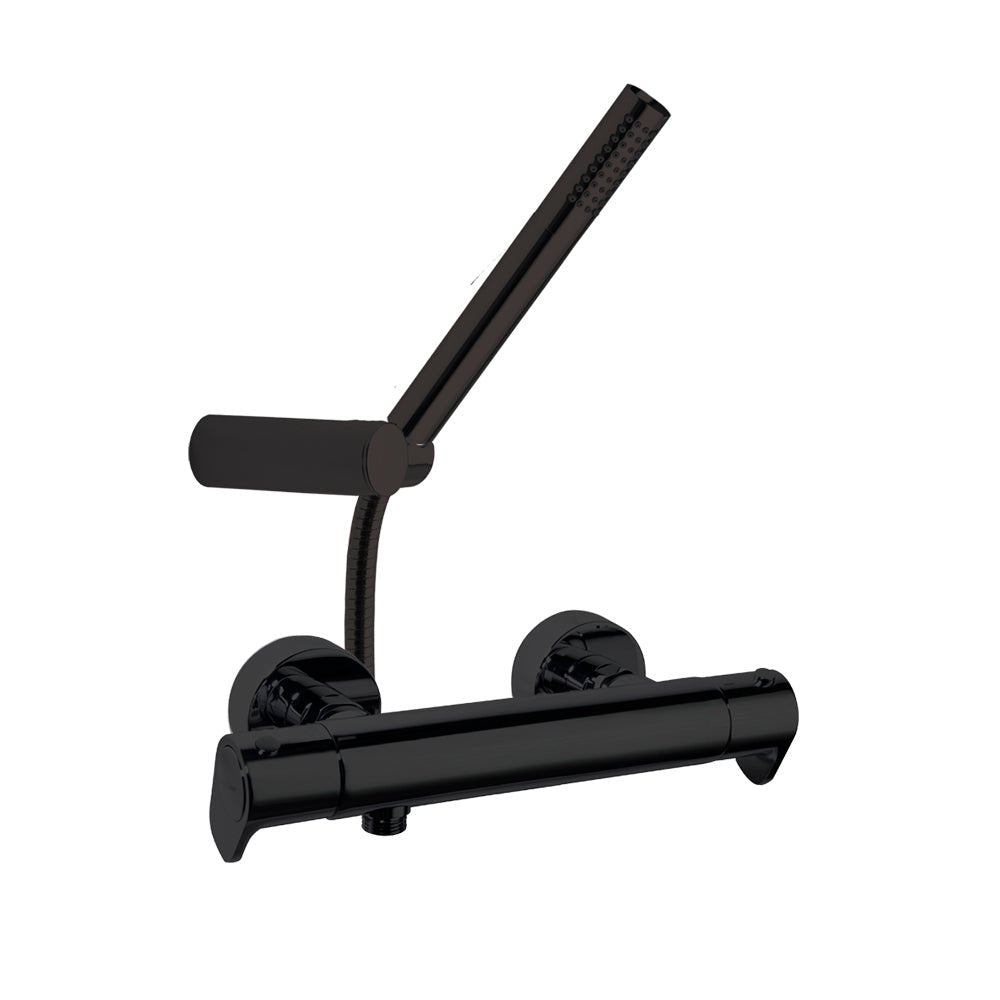 Ramon Soler - Alexia, termostático de ducha, con equipo de ducha, negro mate - BricoandPool