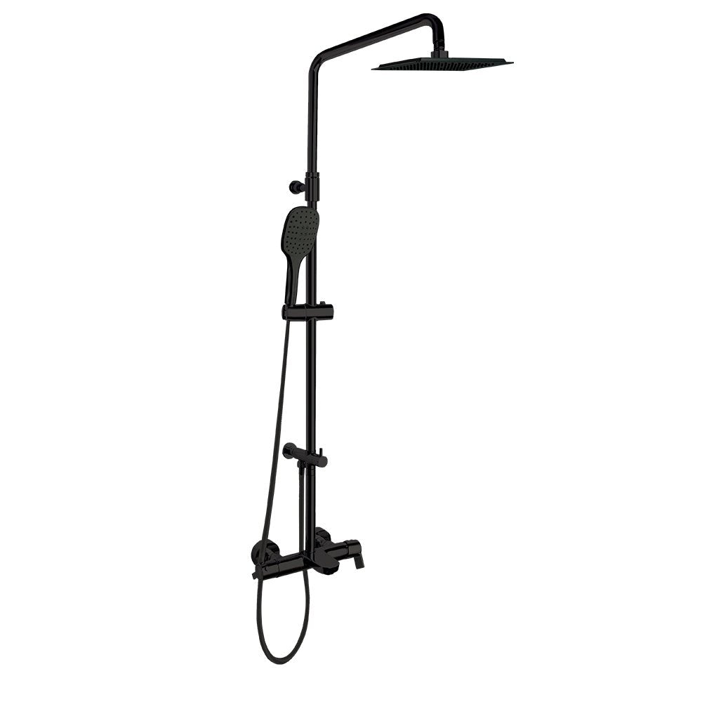 Ramon Soler - Blautherm, columna de baño - ducha telescópica monomando, rociador cuadrado de 300 mm, negro mate - BricoandPool