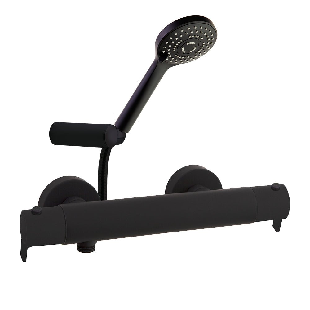 Ramon Soler - Blautherm, termostático de ducha con equipo de ducha BT, negro mate - BricoandPool