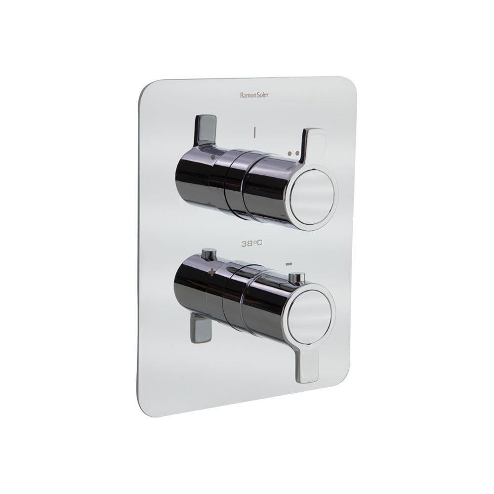 Ramon Soler - Blautherm, termostático de ducha empotrado metálico 2 vías con placa ultraslim, cromo - BricoandPool