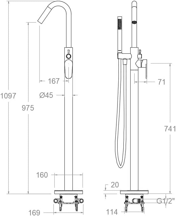 Ramon Soler - Columna monomando de bañera Alexia oro cepillado - BricoandPool