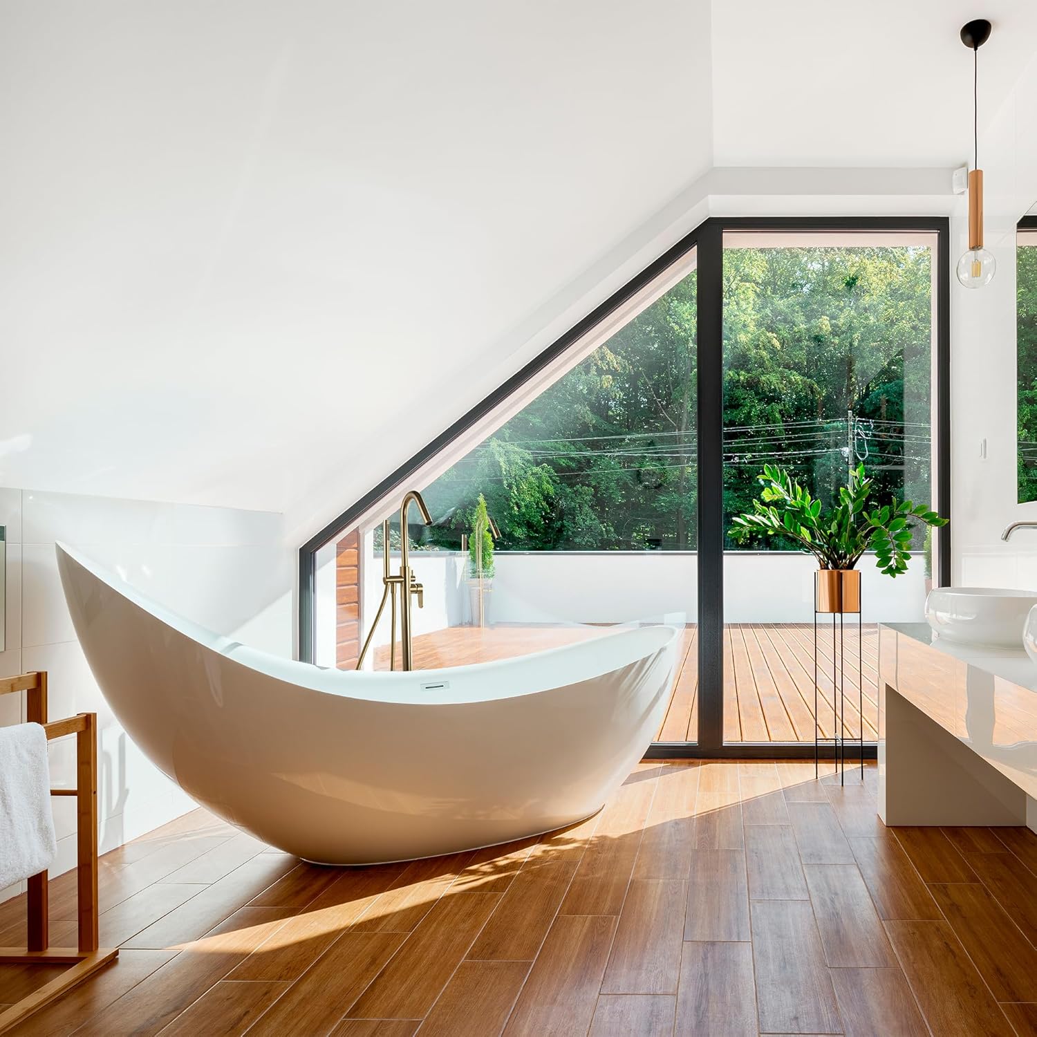 Ramon Soler - Columna monomando de bañera Alexia oro cepillado - BricoandPool