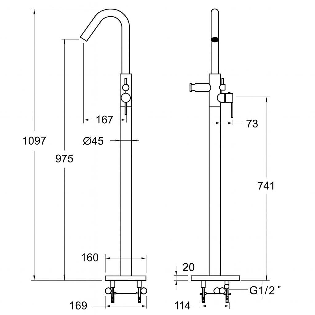 Ramon Soler - Columna monomando de bañera Odisea cobre cepillado - BricoandPool