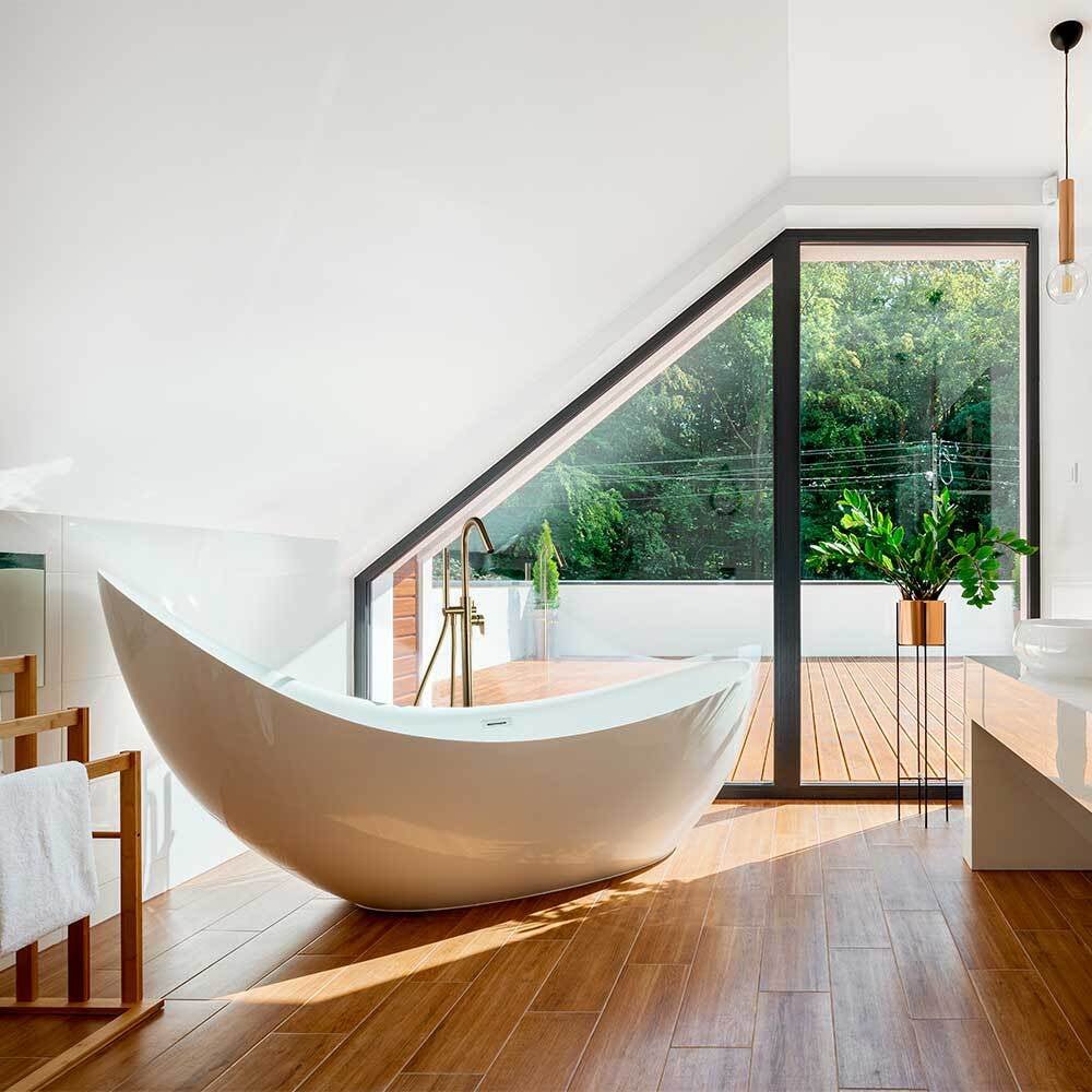 Ramon Soler - Columna monomando de bañera Urban Chic oro cepillado - BricoandPool