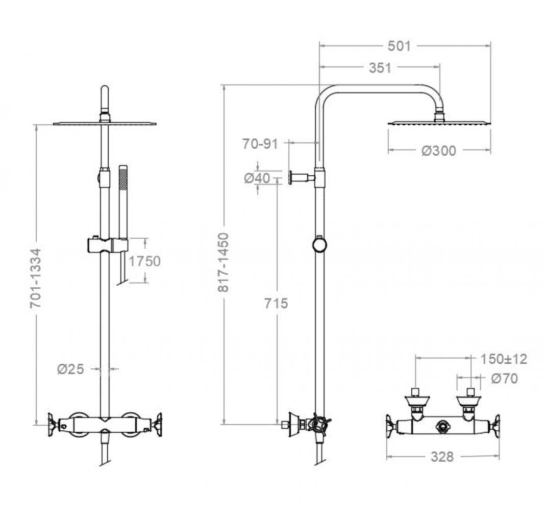 Ramon Soler - Columna termostática de baño - ducha Adagio grafito - BricoandPool