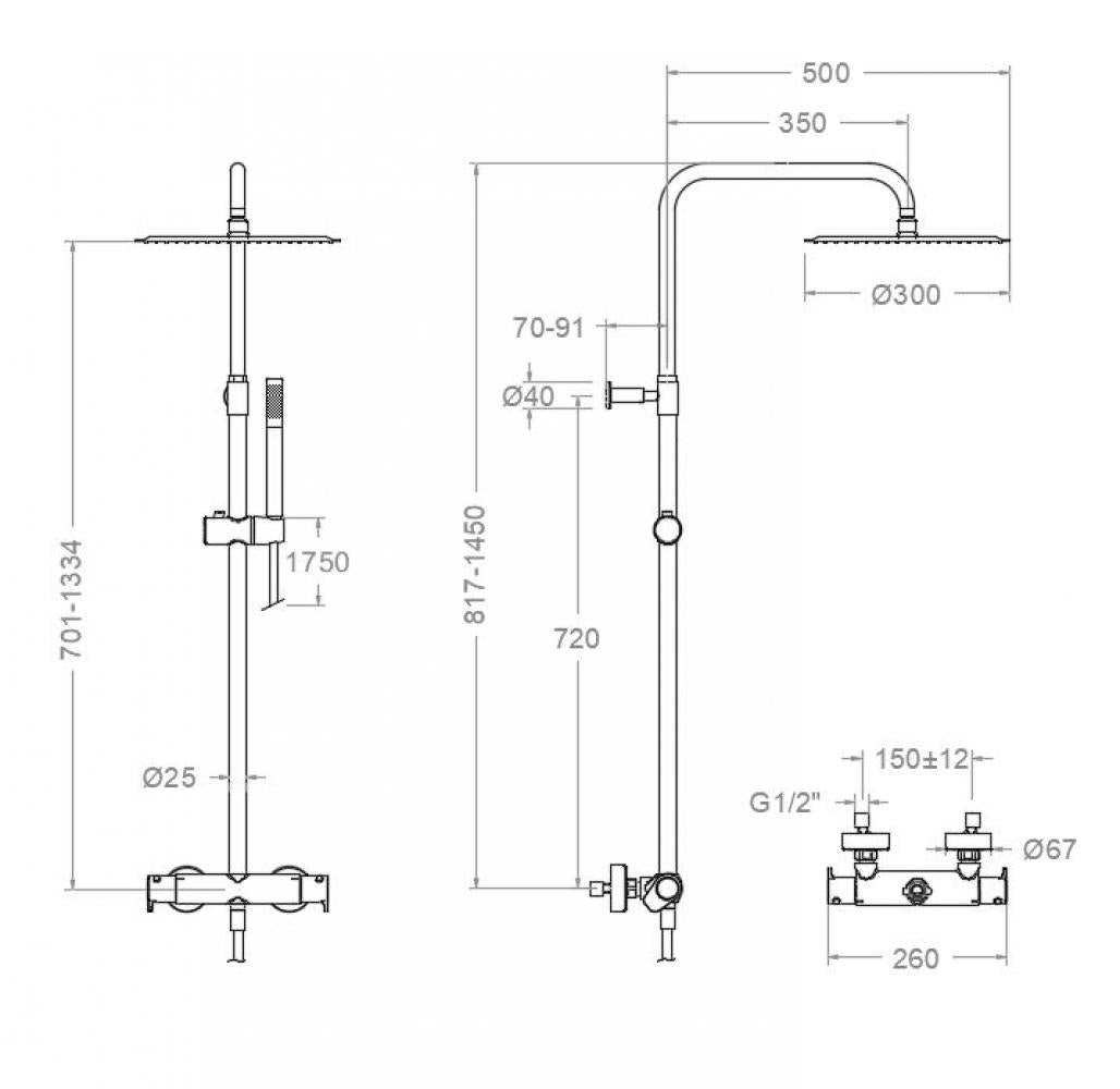 Ramon Soler - Columna termostática de baño - ducha Alexia oro cepillado - BricoandPool