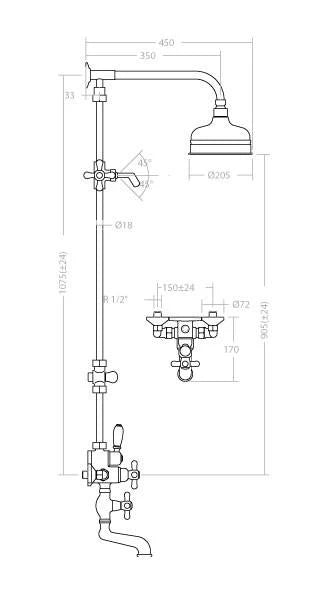 Ramon Soler - Columna termostática de baño - ducha Gaudí cromo - BricoandPool