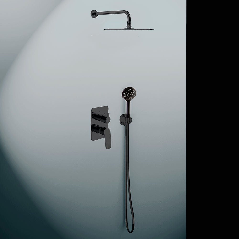 Ramon Soler - Conjunto de ducha empotrado monomando 2 vías New Fly negro mate - BricoandPool
